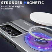 For Samsung Galaxy S22 5G Camshield MagSafe Ring Holder Armor Phone Case(Titanium Grey)