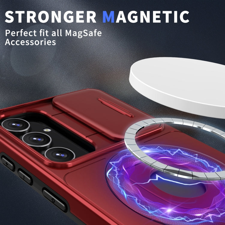For Samsung Galaxy S22+ 5G Camshield MagSafe Ring Holder Armor Phone Case(Red)