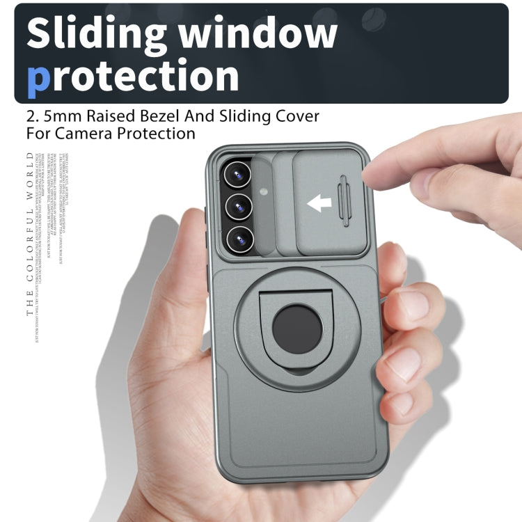 For Samsung Galaxy S22+ 5G Camshield MagSafe Ring Holder Armor Phone Case(Titanium Grey)