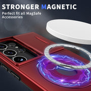 For Samsung Galaxy S22 Ultra 5G Camshield MagSafe Ring Holder Armor Phone Case(Red)