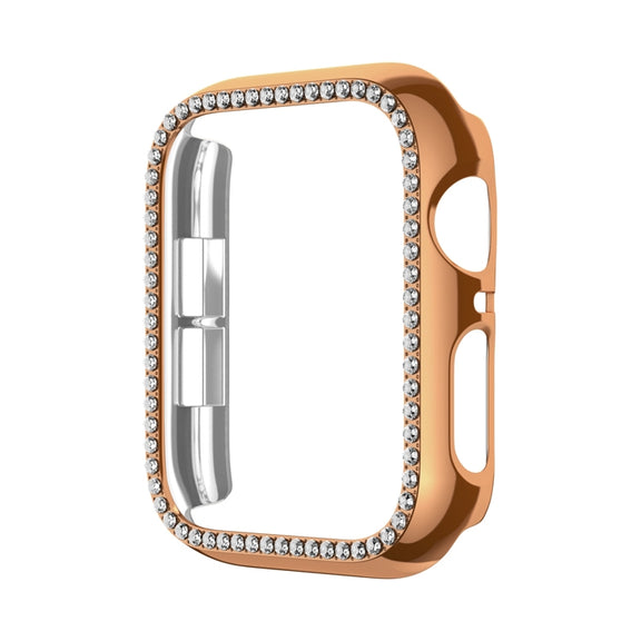 For Apple Watch Series 3 / 2 / 1 38mm Plating Row Diamond Hollow PC Watch Case(Rose Gold)