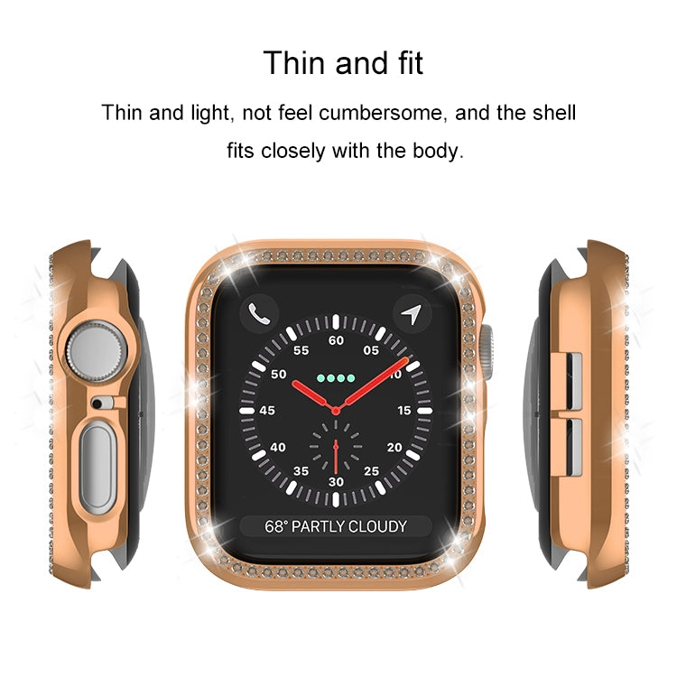 For Apple Watch Series 3 / 2 / 1 38mm Plating Row Diamond Hollow PC Watch Case(Rose Pink)