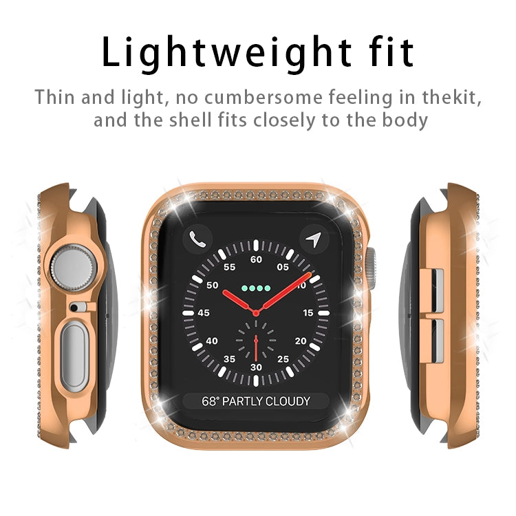 For Apple Watch Series 9 / 8 / 7 41mm Plating Row Diamond PC Watch Case with Film(Black)