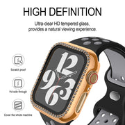 For Apple Watch Series 3 / 2 / 1 38mm Plating Row Diamond PC Watch Case with Film(Black)