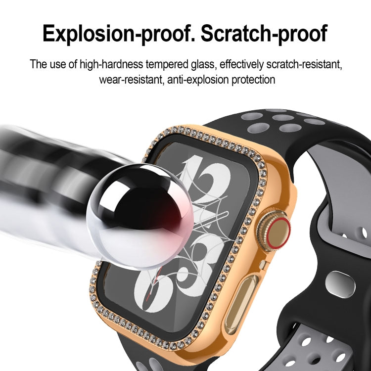 For Apple Watch Series 9 / 8 / 7 41mm Plating Row Diamond PC Watch Case with Film(Black)