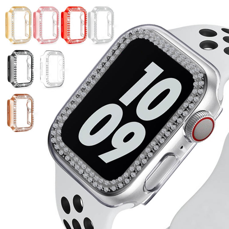 For Apple Watch Series 6 / 5 / 4 / SE 40mm Plating Dual-Row Diamond Hollow PC Watch Case(Black)