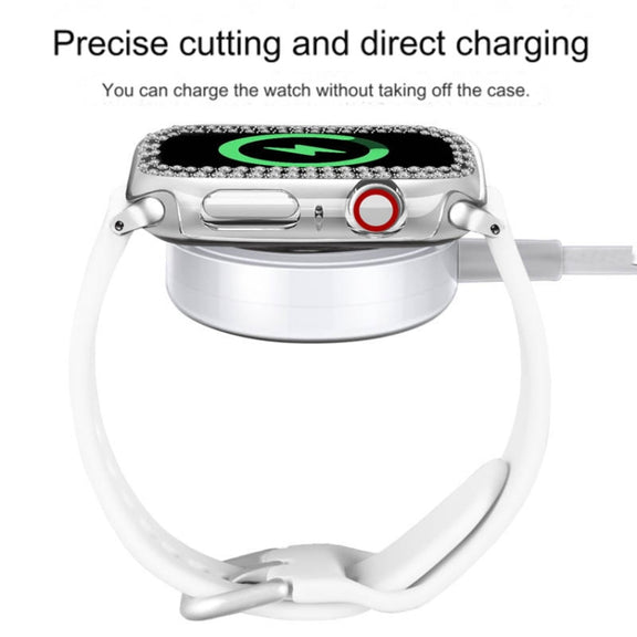 For Apple Watch Series 6 / 5 / 4 / SE 40mm Plating Dual-Row Diamond Hollow PC Watch Case(Black)