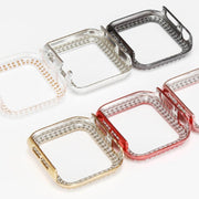 For Apple Watch Series 3 / 2 / 1 38mm Plating Dual-Row Diamond Hollow PC Watch Case(Black)