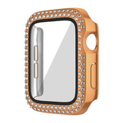 For Apple Watch Series 6 / 5 / 4 / SE 40mm Plating Dual-Row Diamond PC Watch Case with Film(Rose Gold)