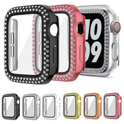 For Apple Watch Series 6 / 5 / 4 / SE 40mm Plating Dual-Row Diamond PC Watch Case with Film(Rose Gold)