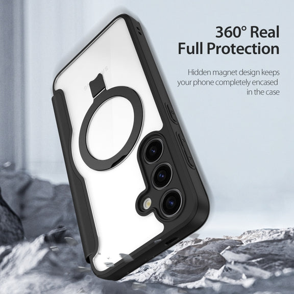 For Samsung Galaxy S24+ 5G DUX DUCIS Skin X Pro Series Magsafe Ring Holder Leather Phone Case(Black)
