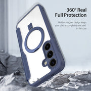 For Samsung Galaxy S24+ 5G DUX DUCIS Skin X Pro Series Magsafe Ring Holder Leather Phone Case(Blue)