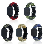 For Apple Watch SE 44mm Dual-layer Braided Paracord Buckle Watch Band(Khaki Army Green)