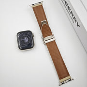 For Apple Watch Series 3 42mm Rhombus Pattern Magnetic Square Buckle Leather Watch Band(Red)