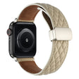 For Apple Watch SE 40mm Rhombus Pattern Magnetic Folding Buckle Leather Watch Band(Starlight Color) - free shipping - PMC TechLife - Order now!