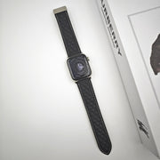 For Apple Watch Series 4 44mm Rhombus Pattern Magnetic Folding Buckle Leather Watch Band(Black)