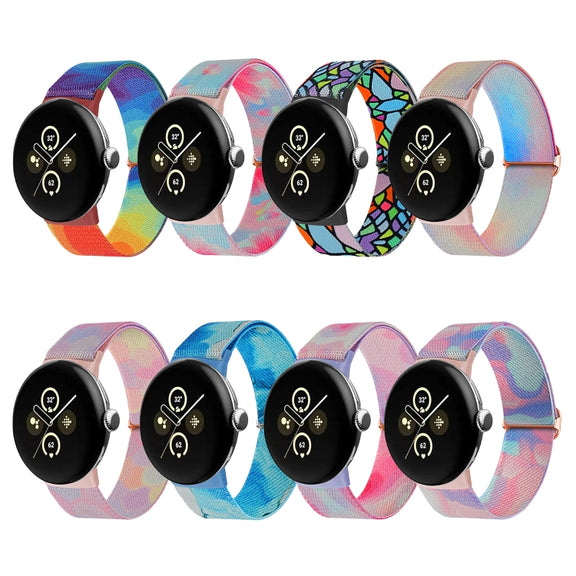 For Google Pixel Watch 2 / Pixel Watch Painted Colorful Nylon Watch Band(Purple Blue)