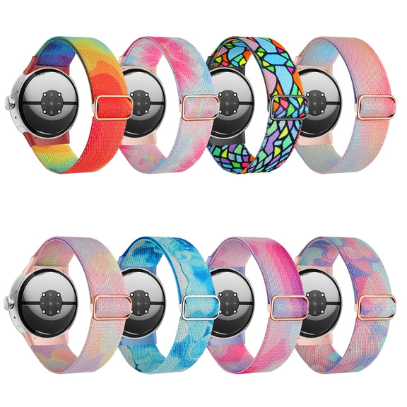 For Google Pixel Watch 2 / Pixel Watch Painted Colorful Nylon Watch Band(Purple Blue)