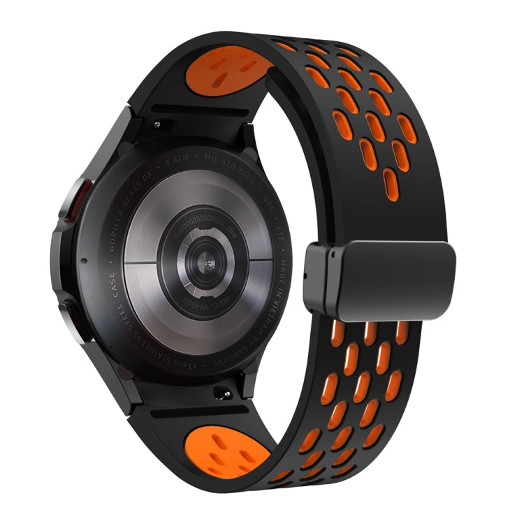 For Samsung Galaxy Watch 6 / 6 Classic Two Color Magnetic Folding Black Buckle Watch Band(Black Orange)