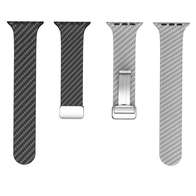 For Apple Watch Series 2 38mm Carbon Fiber Magnetic Silver Buckle Watch Band(Black Grey)
