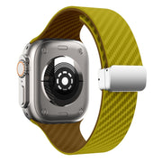 For Apple Watch 38mm Carbon Fiber Magnetic Silver Buckle Watch Band(Olive Brown)