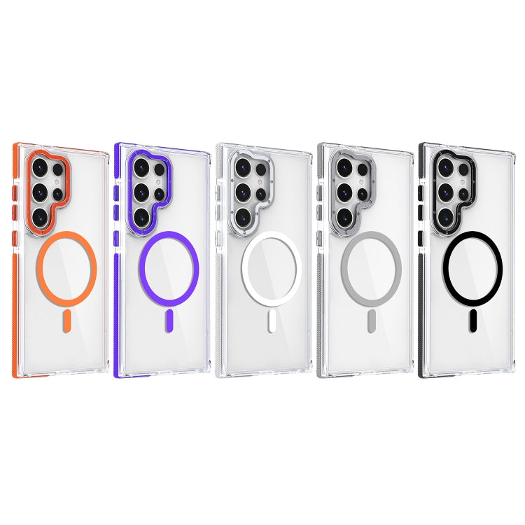 For Samsung Galaxy S24 5G Dual-Color Clear Acrylic Hybrid TPU MagSafe Phone Case(Orange)