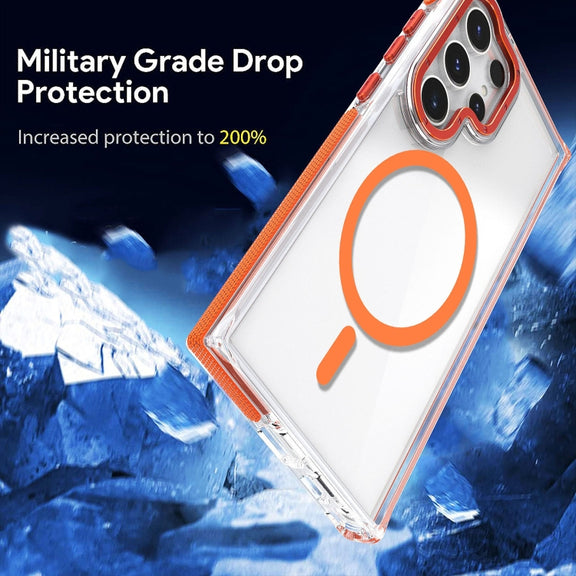 For Samsung Galaxy S24 5G Dual-Color Clear Acrylic Hybrid TPU MagSafe Phone Case(Grey)