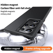 For Samsung Galaxy S23 Ultra 5G MagSafe Kevlar Fiber Shockproof Phone Case(Black)