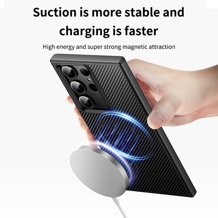 For Samsung Galaxy S23 Ultra 5G MagSafe Kevlar Fiber Shockproof Phone Case(Black)