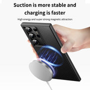 For Samsung Galaxy S23 Ultra 5G MagSafe Kevlar Fiber Shockproof Phone Case(Black)
