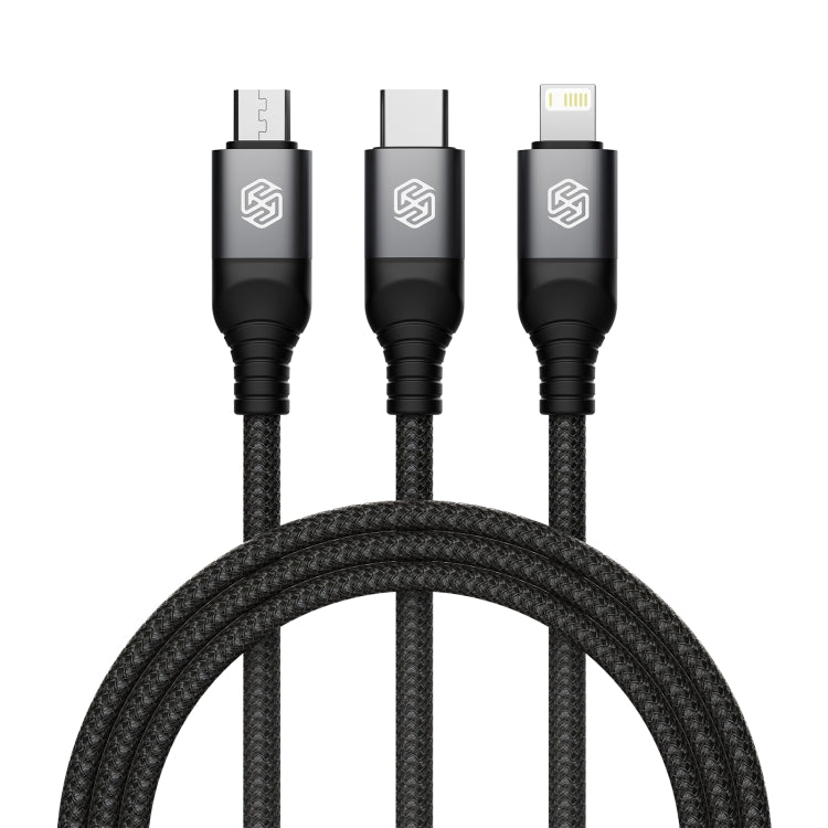 Nillkin Swift Pro 1m 3 in 1 USB to 8 Pin + Type-C + Micro USB Fast Charging Cable(Black)