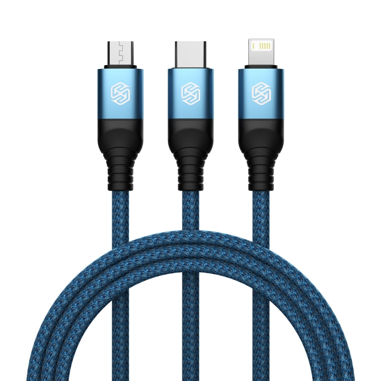 Nillkin Swift Pro 1m 3 in 1 USB to 8 Pin + Type-C + Micro USB Fast Charging Cable(Blue)