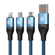 Nillkin Swift Pro 1m 3 in 1 USB to 8 Pin + Type-C + Micro USB Fast Charging Cable(Blue)