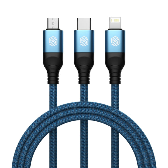 Nillkin Swift Pro 1m 3 in 1 USB to 8 Pin + Type-C + Micro USB Fast Charging Cable(Blue)