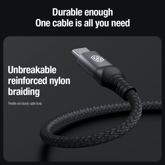 Nillkin Swift Pro 1m 3 in 1 USB to 8 Pin + Type-C + Micro USB Fast Charging Cable(Black)