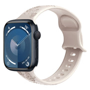 For Apple Watch Series 7 41mm Butterfly Flower Embossed Silicone Watch Band(Starlight)