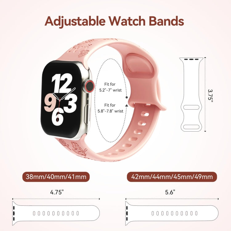 For Apple Watch 38mm Butterfly Flower Embossed Silicone Watch Band(Retro Rose)