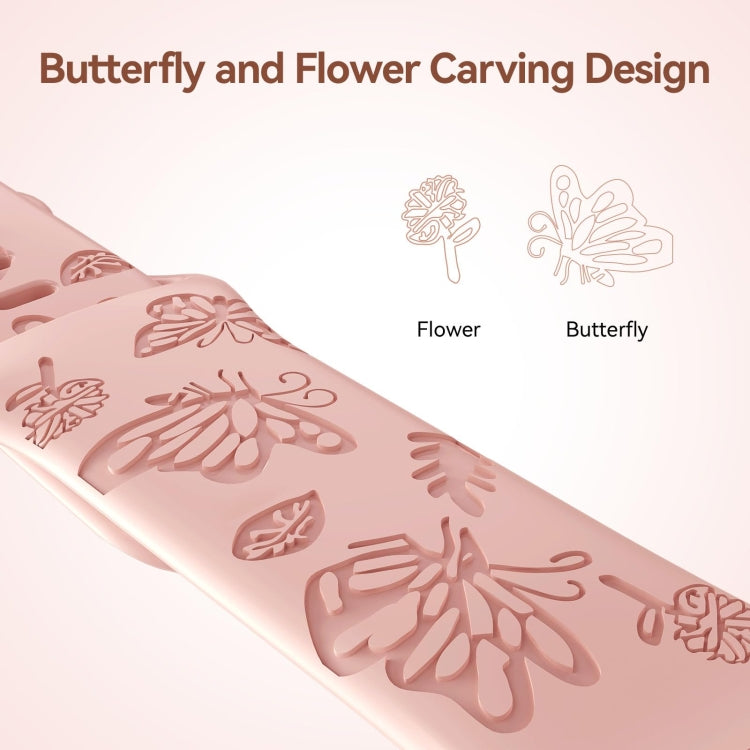 For Apple Watch 38mm Butterfly Flower Embossed Silicone Watch Band(Retro Rose)