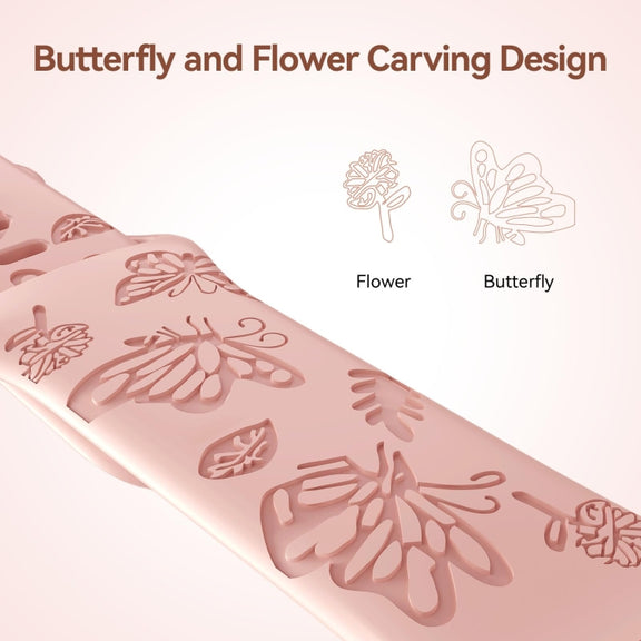 For Apple Watch 38mm Butterfly Flower Embossed Silicone Watch Band(Retro Rose)