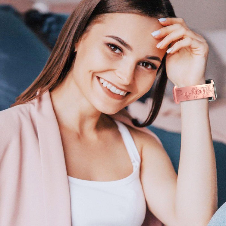 For Apple Watch 38mm Butterfly Flower Embossed Silicone Watch Band(Retro Rose)