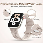 For Apple Watch 38mm Butterfly Flower Embossed Silicone Watch Band(Starlight)