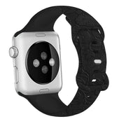 For Apple Watch Series 2 38mm Rose Embossed Silicone Watch Band(Black)