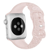 For Apple Watch 42mm Rose Embossed Silicone Watch Band(Pink)