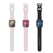 For Apple Watch SE 40mm Rose Embossed Silicone Watch Band(Black)