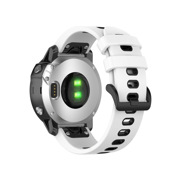 Compatible with Garmin Fenix 6S Two-color Silicone Watch Band(White Black)