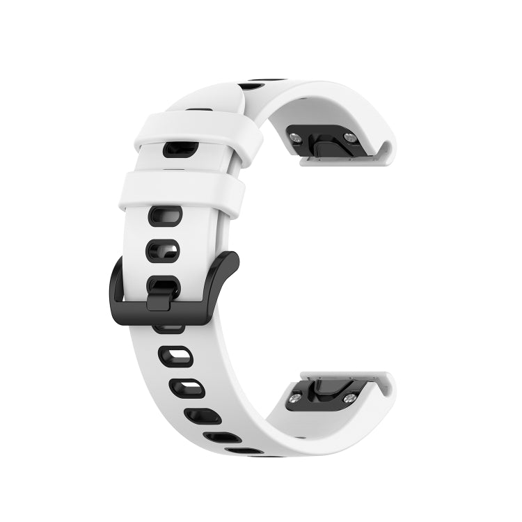 Compatible with Garmin Fenix 6S Two-color Silicone Watch Band(White Black)