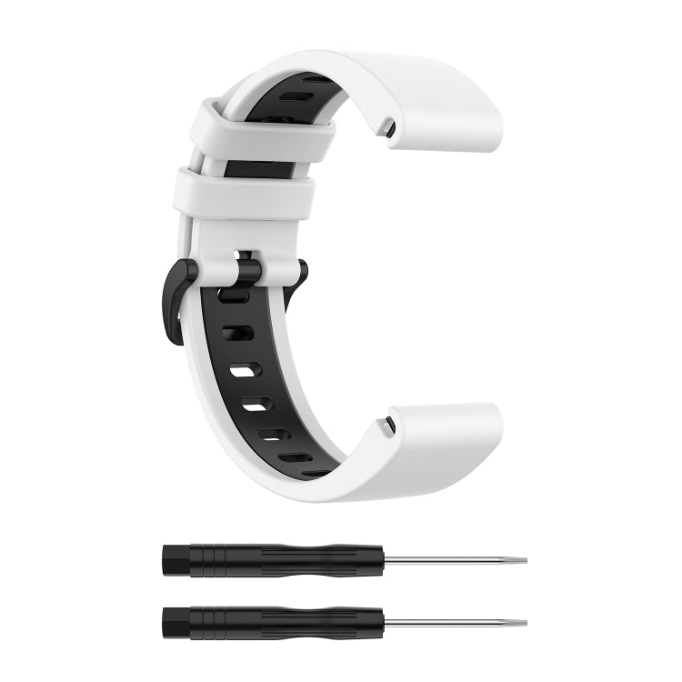 Compatible with Garmin Fenix 6S Two-color Silicone Watch Band(White Black)
