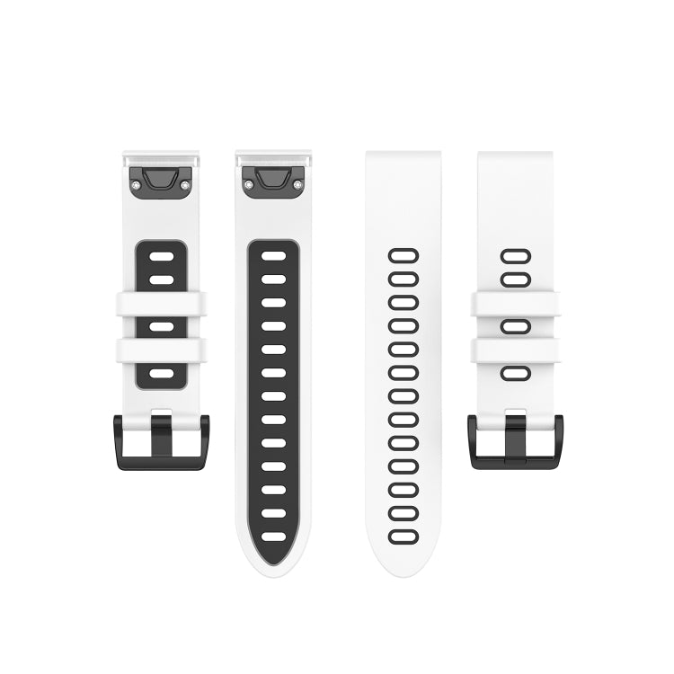 Compatible with Garmin Fenix 6S Two-color Silicone Watch Band(White Black)