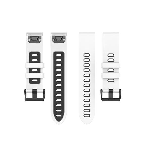 Compatible with Garmin Fenix 6S Two-color Silicone Watch Band(White Black)