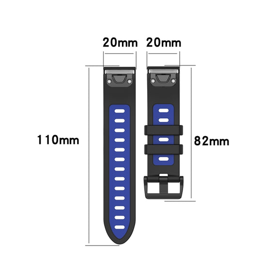 Compatible with Garmin Fenix 6S Two-color Silicone Watch Band(White Black)
